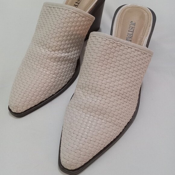 JUSTFAB-Faux Leather Subtle Sophisticate Mule/Slides Color Bone-Size 7.5 - Picture 1 of 8